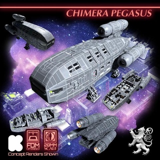 chimera pegasus 2nd dynasty Tabletop Characters & Creatures Vehicles Machines stl future miniatures sci-fi science ship space star vessel scifi wars fiction tabletop starship combat 28mm traveller danger traveler 3d print model - Mito3D