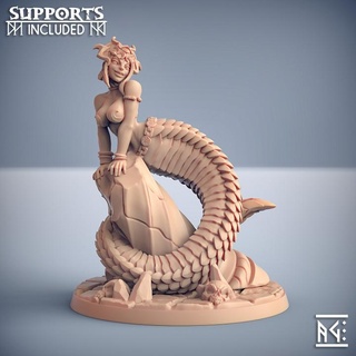 princess kseerix - maneater nagarots beauty fantasy pinup artisan guild dragons dungeons lady mini rpg miniature snake tabletop supports wargame dnd naga ttrpg presupported supported 3d print model - Mito3D