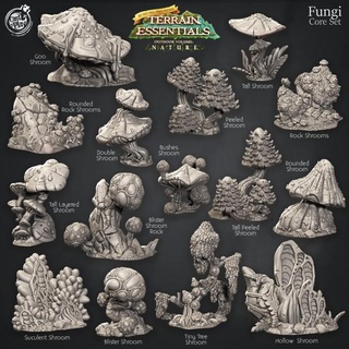 fungi terrain set pre-supported cast n play Tabletop 3D Printable Terrain Fantasy mushroom 3d print model - Mito3D