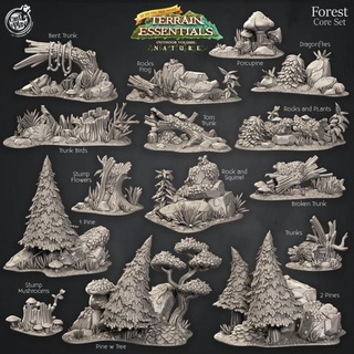 foresta terreno impostato pre supported cast giocare tavolo 3D stampabile fantasia natura pino impianti alberi 3d print model - Mito3D