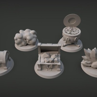 chest pack imp3dsion Tabletop Characters & Creatures Fantasy Universe 3D Printable Terrain demon collection nature treasure dungeon rocks d&d coins dnd many variety colecci n rocas mazmorras cofres paquete variedad tesoros 3d print model - Mito3D