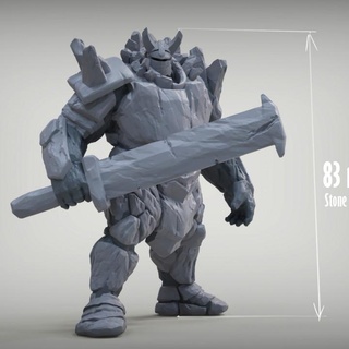 Roca golem horda miniaturas mesa caracteres criaturas fantasía universo Tienda gigante Caballero rock defensor elemental Stonegolem 3d print model - Mito3D