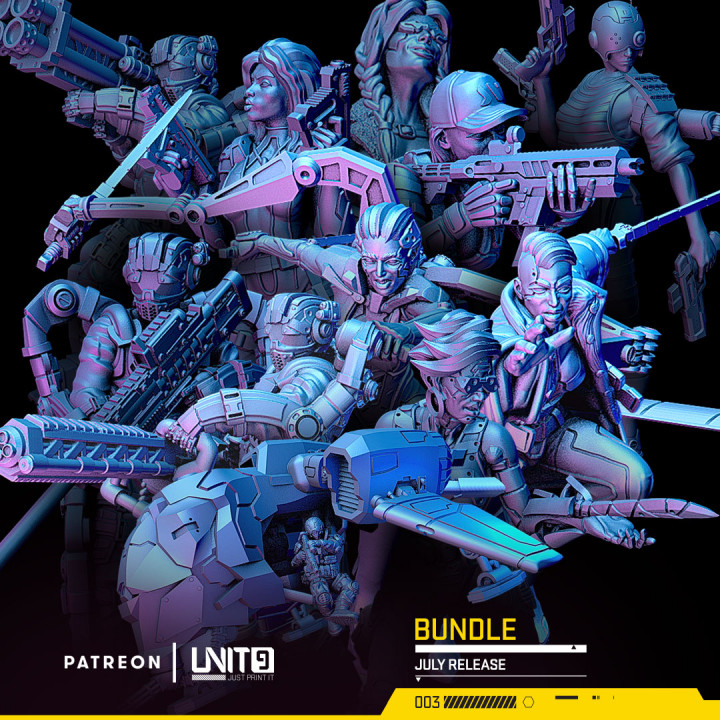 cyberpunk models bundle - july release unit9 Tabletop Characters & Creatures Sci-Fi Universe Store patreon 3D print model - Mito3D