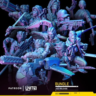 cyberpunk modelos agrupar Julho liberação unit9 tampo mesa personagens criaturas Sci Fi universo loja patreon 3d print model - Mito3D