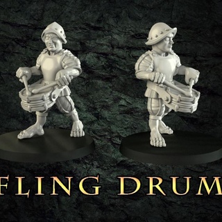 halfling drummer crosslances Tabletop Characters & Creatures Fantasy Universe fantasy figurine game mini scale miniature drum role playing age wargame hobbit group command skirmish ninth warrrior 3d print model - Mito3D
