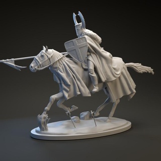 teutonic knight charging dino dog  Tabletop Tabletop Characters & Creatures Fantasy Universe Tabletop Tabletop Characters & Creatures Store printable art figure figurine knight medieval sculpture statue war warrior horse miniature sculptures cavalry rider crusader horseman teutonic  3d print model - Mito3D