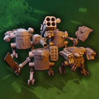 gobbo minuscule étain mechs table personnages créatures Sci univers 40k lutin orc ork robot marteau guerre mech Killa Kan 3d print model - Mito3D