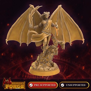 demonach darkweft sorceress wings dragon's forge miniatures Tabletop Characters & Creatures Fantasy Universe Store female hero party player rpg vampire miniature villain evil roleplaying adventure dungeon bats d&d encounter tiefling npc dragonsforge 3d print model - Mito3D