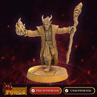 demonach darkweft sorcerer dragon's forge miniatures Tabletop Characters & Creatures Fantasy Universe Store demon hero player rpg magic miniature staff evil enemy roleplaying adventure dungeon d&d encounter tiefling npc supported half-demon dragonsforge 3d print model - Mito3D
