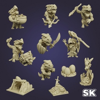 Kobold savaş grubu taşlama masaüstü karakterler yaratıklar fantezi Evren mağaza okçu savaşçı şef davul zindan jetonlar rol şaman 3d print model - Mito3D