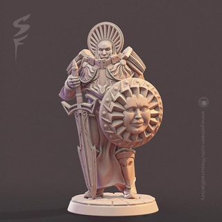 sun knight thesurrealfactory Tabletop Characters & Creatures Fantasy Universe Store shield sword warrior miniature armored presupported pre-supported 3d print model - Mito3D
