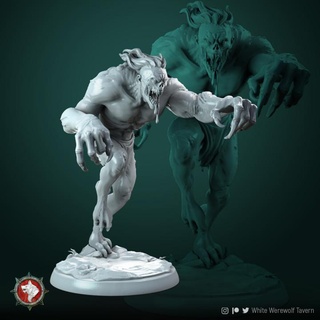 ghoul 2 miniature 32mm pre-supported white werewolf tavern Tabletop Characters & Creatures Fantasy Universe Store creature monster rpg undead tabletop wargame dnd ttrpg dndmonster 3d print model - Mito3D