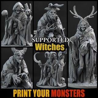 7 witches printyourmonsters print forest monster set miniature witch monsters pack patreon bundle baba emmanuel yaga lepas 3d print model - Mito3D