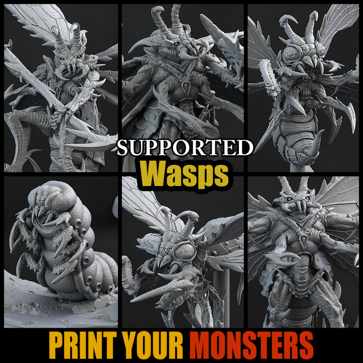 10 vespas printyourmonsters impressão exército voar lacaio monstro conjunto Guerreiro resina monstros pacote patreon vespa dnd colmeia agrupar emmanuel tribo infernal Solte apoiado 3D print model - Mito3D