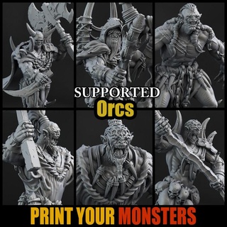 6 desert orcs printyourmonsters Store print game monster orc rpg support warhammer warrior hammer resin monsters tabletop mauler patreon d&d dnd runner emmanuel pathfinder tribe lepas supported chieftain 3d print model - Mito3D