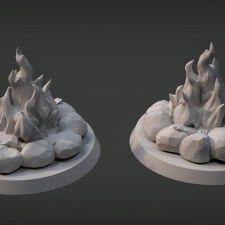 fogueira cama imp3dsion loja tampo mesa 3D imprimível terreno fantasia Ambiente madeira fogo descansar d dnd acampamento lenha 3d print model - Mito3D