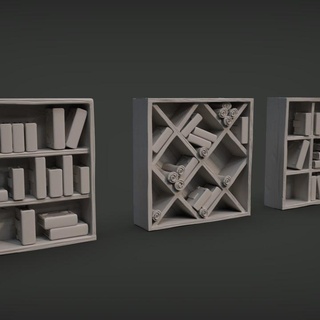 libreria imp3dsion negozio tavolo 3D stampabile terreno fantasia collezione legna libri pacco madera libros scaffalature colecci Libreria conjunto 3d print model - Mito3D