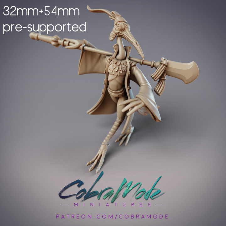 nian zhen feixian grue guerrier pre supported cobramode table personnages créatures fantaisie univers oiseau femelle combattant femme 32mm kungfu 54mm bearm prise charge wuxia 3D print model - Mito3D