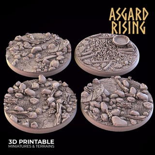 sand shore 4 x round bases 40mm - presupported asgard rising miniatures Store detailed base 3d print model - Mito3D