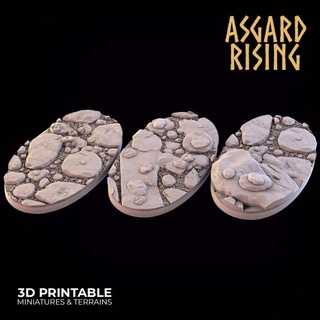 rock path 3 x oval bases 35x60mm - presupported asgard rising miniatures Store cavlery 35x60 3d print model - Mito3D