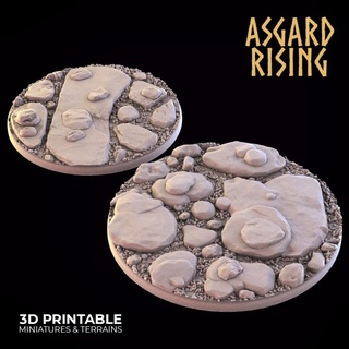 Kaya yol 2 yuvarlak üsler 60 70mm önceden desteklenen Asgard yükselen minyatürler mağaza temel 70 3d print model - Mito3D