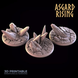 ancient ruins 3 x round bases 25 28 30 32mm - presupported asgard rising miniatures Store marker rune 32 3d print model - Mito3D