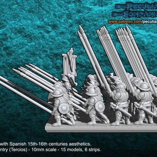 10mm Espagnol Empire humains armée paquet erramir orlans table personnages créatures fantaisie univers jeux guerre 3d print model - Mito3D