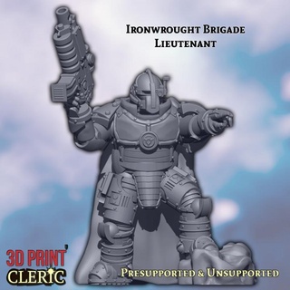 ironwrought brigade - lieutenant & flamma unit 3d print cleric Tabletop Characters Creatures Sci-Fi Universe Store 40k soldier space wargaming warhammer steampunk marine adeptus boltgun primaris plate armour 3d print model - Mito3D