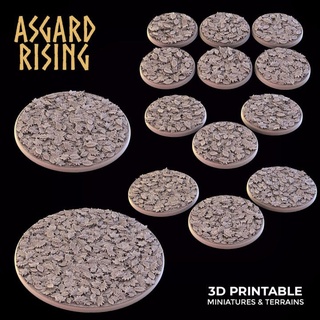 autumn theme bases set presupported asgard rising miniatures leaf oval base round 3d print model - Mito3D