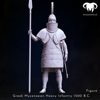 figure - greek mycenaean heavy infantry 1500 bc palace guard minormous Tabletop Characters & Creatures Historical Universe Board Games ancient armor beach bust desert display games greece historical history soldier spear symbol wargaming warrior sand miniature plinth paint tabletop order power d&d bases 75mm fullplate dentra 3d print model - Mito3D