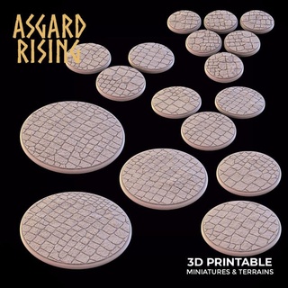 pedra estrada tema bases conjunto pré suportado Asgard Aumentar miniaturas loja base 90 volta 50 100 80 60 32 40 28 25 30 70 3d print model - Mito3D