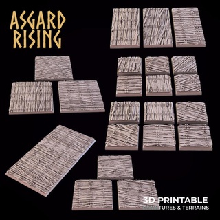 wooden floor theme bases set presupported asgard rising miniatures Store base rectangle sqaure 3d print model - Mito3D