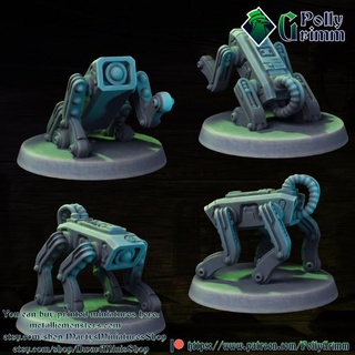 tabletop miniature sci-fi cyberpunk fantasy dog droid cyber good boy pollygrimm Tabletop Characters & Creatures Fantasy Universe Store game mini robot character boardgame shadowrun 3d print model - Mito3D