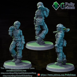 tabletop miniature sci-fi cyberpunk fantasy rigger orc girl pollygrimm Tabletop Characters & Creatures Fantasy Universe Store female game mini character boardgame worker shadowrun 3d print model - Mito3D