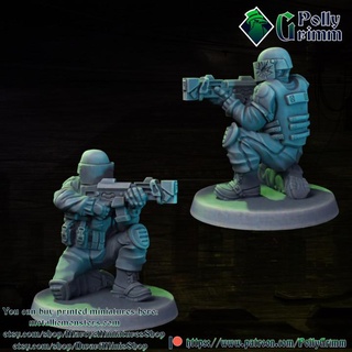 tabletop miniature sci-fi cyberpunk fantasy swat soldier pollygrimm Tabletop Characters & Creatures Sci-Fi Universe Store game mini character boardgame shadowrun 3d print model - Mito3D