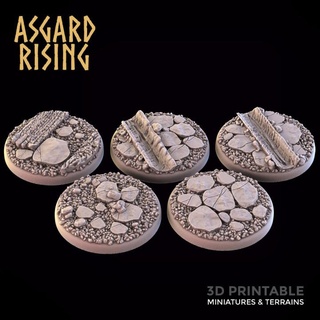 village 5 x round bases 25 28 30 32mm - presupported asgard rising miniatures Store base 32 3d print model - Mito3D