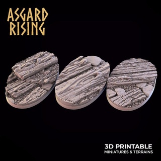 village 3 x oval bases 35x60mm - presupported asgard rising miniatures Store base cavlery 35x60 3d print model - Mito3D