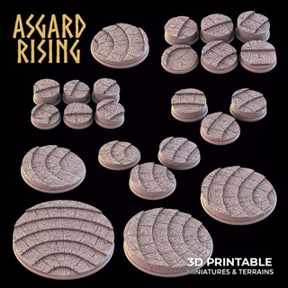 temple escaliers thème rond bases ensemble présupporté Asgard hausse miniatures boutique base 90 50 100 80 60 32 40 28 25 30 70 3d print model - Mito3D