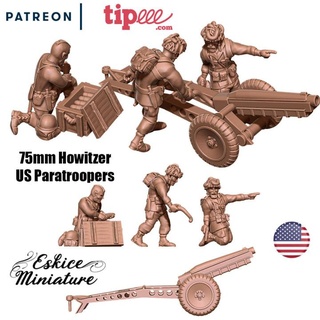 75mm howitzer us paratroopers - 28mm eskice miniature aron Tabletop Characters & Creatures Historical Universe Vehicles Machines Store action bolt figurine soldier paratrooper 15mm 3d print model - Mito3D