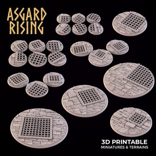 temple dungeon theme round bases set presupported asgard rising miniatures Store base 90 50 100 80 60 32 40 28 25 30 70 3d print model - Mito3D