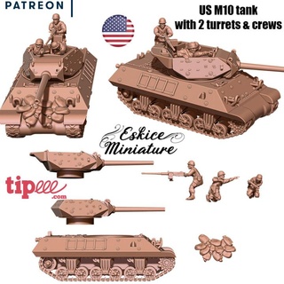 tank us m10 wolverine - 28mm eskice miniature aron Tabletop Characters & Creatures Historical Universe Vehicles Machines Store action bolt figurine soldier usa vehicle ww2 wargame 15mm 3d print model - Mito3D