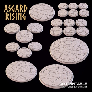pedra chão tema volta bases conjunto pré suportado Asgard Aumentar miniaturas loja base 90 50 100 80 60 32 40 28 25 30 70 3d print model - Mito3D