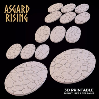 stone floor theme oval bases set presupported asgard rising miniatures Store base ovel cavlery 3d print model - Mito3D