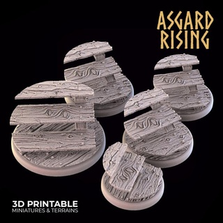 wooden stairs theme round bases set presupported asgard rising miniatures Store base 32 40 28 25 30 3d print model - Mito3D