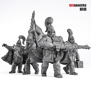 royal regiment - command squad imperial force redmakers Tabletop Characters & Creatures Sci-Fi Universe 40k futuristic guard king queen wargaming warhammer miniature english kingdom infantry wh40k astra praetorian militarum 40000 grimdark ski-fi 3d print model - Mito3D