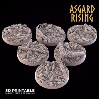 conifers 6 x round bases 25 28 30 32mm - presupported asgard rising miniatures Store base 32 3d print model - Mito3D