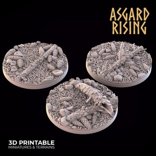 conifères 3 rond bases 40mm présupporté Asgard hausse miniatures boutique base 40 3d print model - Mito3D
