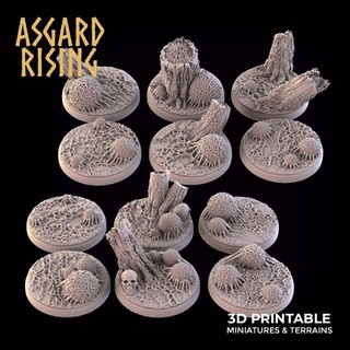 infested grounds 12 x round bases 25 28 30 32mm - presupported asgard rising miniatures Store ground cursed 32 infeste baes 3d print model - Mito3D
