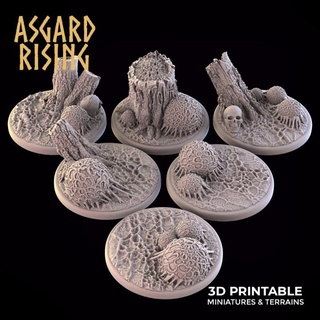 infested grounds 6 x round bases 40mm - presupported asgard rising miniatures Store base 40 3d print model - Mito3D