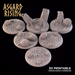 infested grounds 6 x round bases 50mm - presupported asgard rising miniatures Store base 50 3d print model - Mito3D